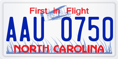 NC license plate AAU0750