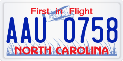 NC license plate AAU0758