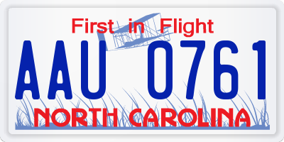 NC license plate AAU0761