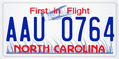 NC license plate AAU0764
