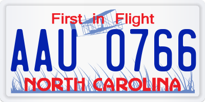 NC license plate AAU0766