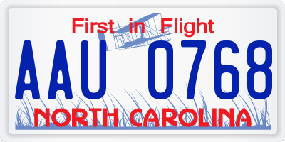 NC license plate AAU0768