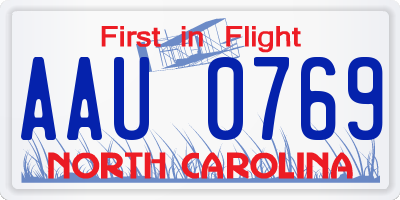 NC license plate AAU0769