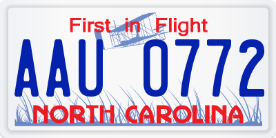 NC license plate AAU0772