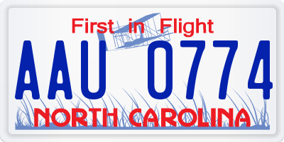 NC license plate AAU0774