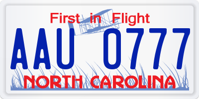NC license plate AAU0777