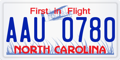 NC license plate AAU0780