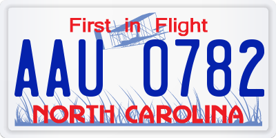 NC license plate AAU0782
