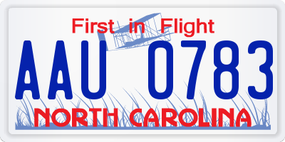 NC license plate AAU0783