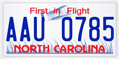 NC license plate AAU0785