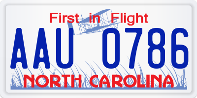 NC license plate AAU0786
