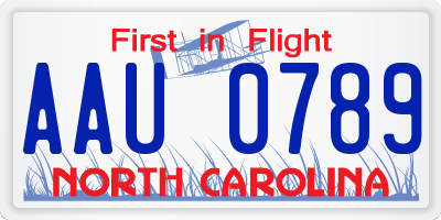 NC license plate AAU0789