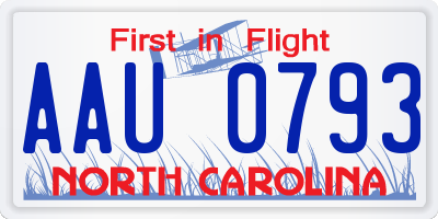 NC license plate AAU0793