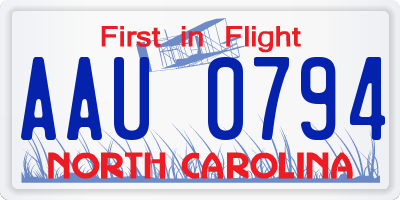 NC license plate AAU0794