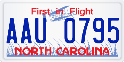 NC license plate AAU0795