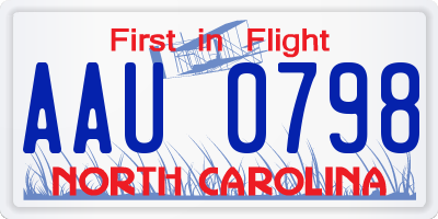 NC license plate AAU0798