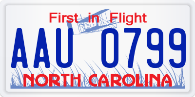 NC license plate AAU0799