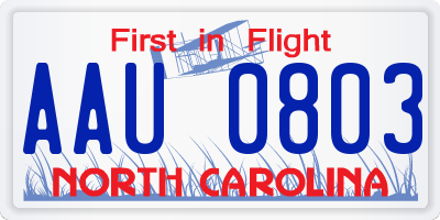 NC license plate AAU0803