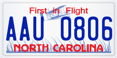 NC license plate AAU0806