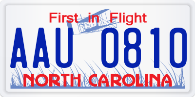 NC license plate AAU0810