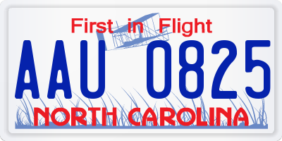 NC license plate AAU0825