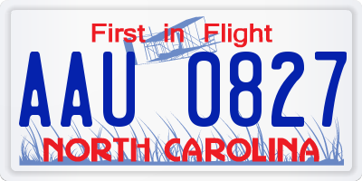 NC license plate AAU0827