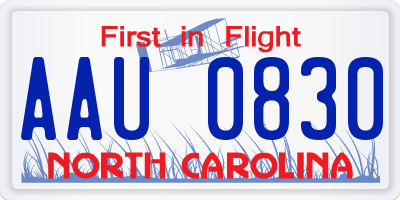 NC license plate AAU0830