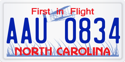 NC license plate AAU0834