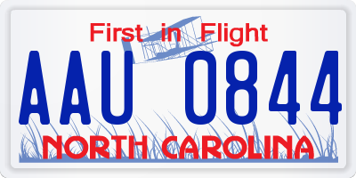 NC license plate AAU0844