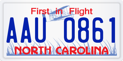 NC license plate AAU0861