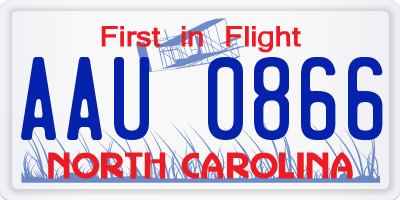 NC license plate AAU0866