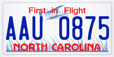 NC license plate AAU0875