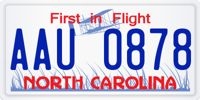 NC license plate AAU0878