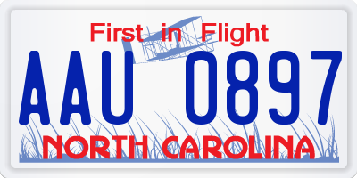 NC license plate AAU0897