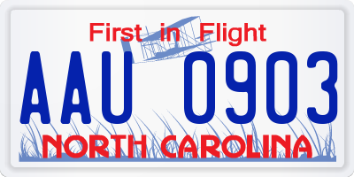 NC license plate AAU0903