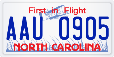 NC license plate AAU0905