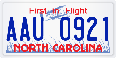NC license plate AAU0921