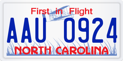NC license plate AAU0924