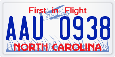 NC license plate AAU0938