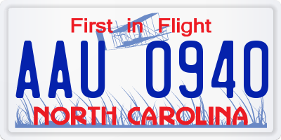 NC license plate AAU0940