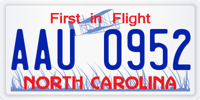 NC license plate AAU0952