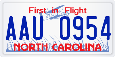 NC license plate AAU0954
