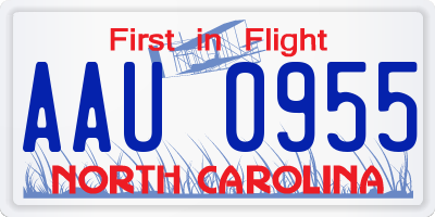 NC license plate AAU0955