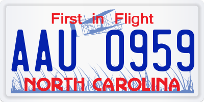 NC license plate AAU0959