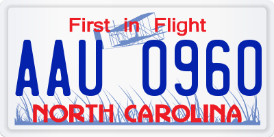 NC license plate AAU0960
