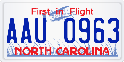 NC license plate AAU0963