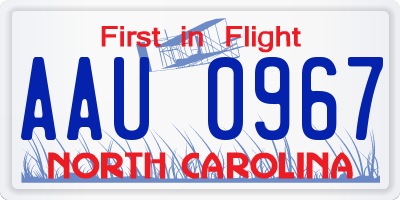 NC license plate AAU0967