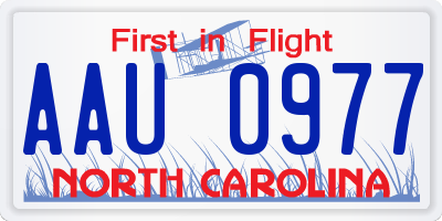 NC license plate AAU0977