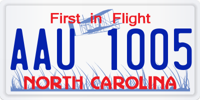 NC license plate AAU1005
