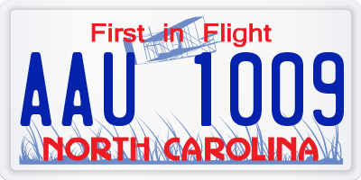 NC license plate AAU1009